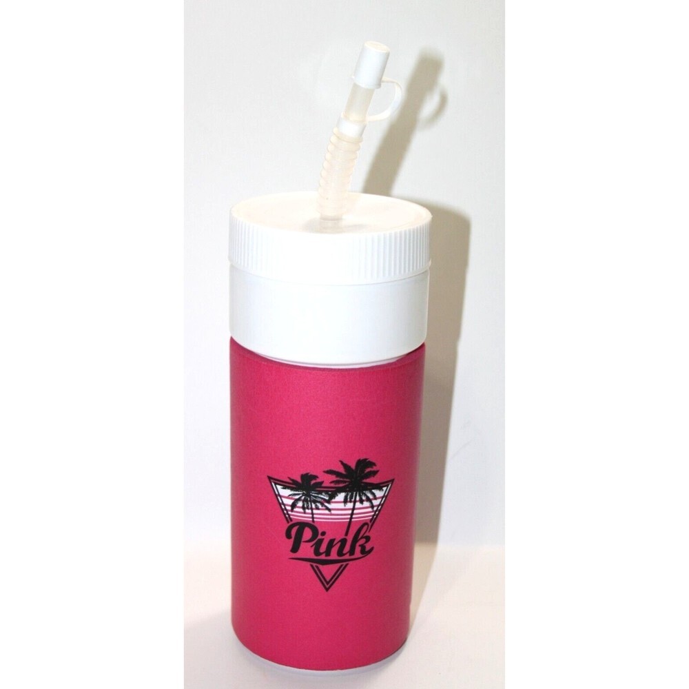 Victorias Secret Pink Retro Insulated Water Bottle Good Vibes Tropical Palm 32oz
